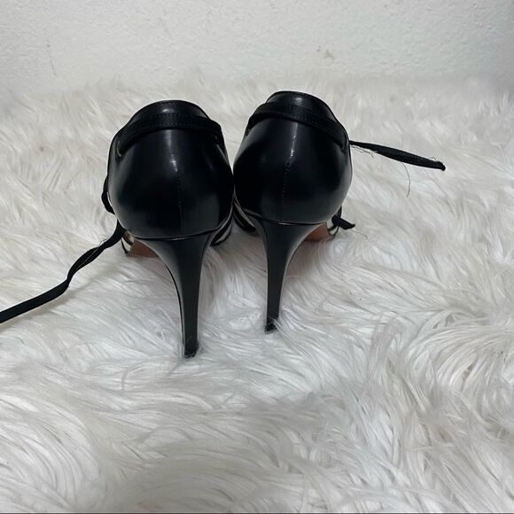 Gianfranco Ferre White Black Leather Pointed Toe Heels EUR 37.5 US 7 - Picture 4 of 8